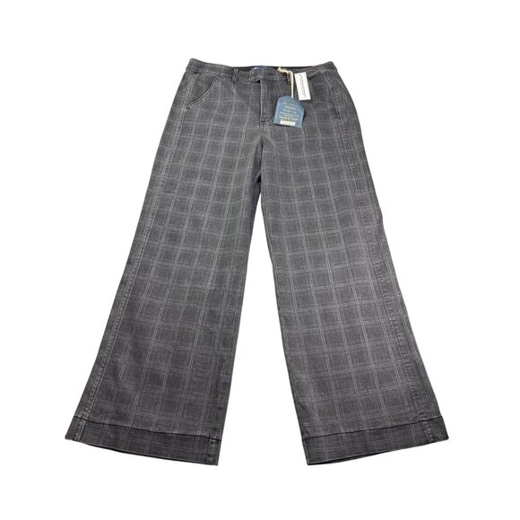 Democracy Luxe Touch "Ab"Solution Skyrise Wide Leg Jeans Pants 14 Grey Plaid New - Picture 1 of 8